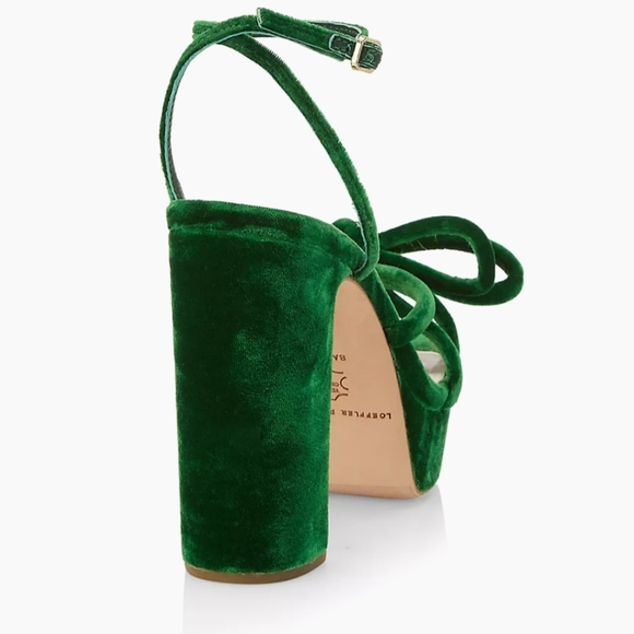 Loeffler Randall Melany Velvet Bow Heeled Platform Sandals - Picture 6 of 17